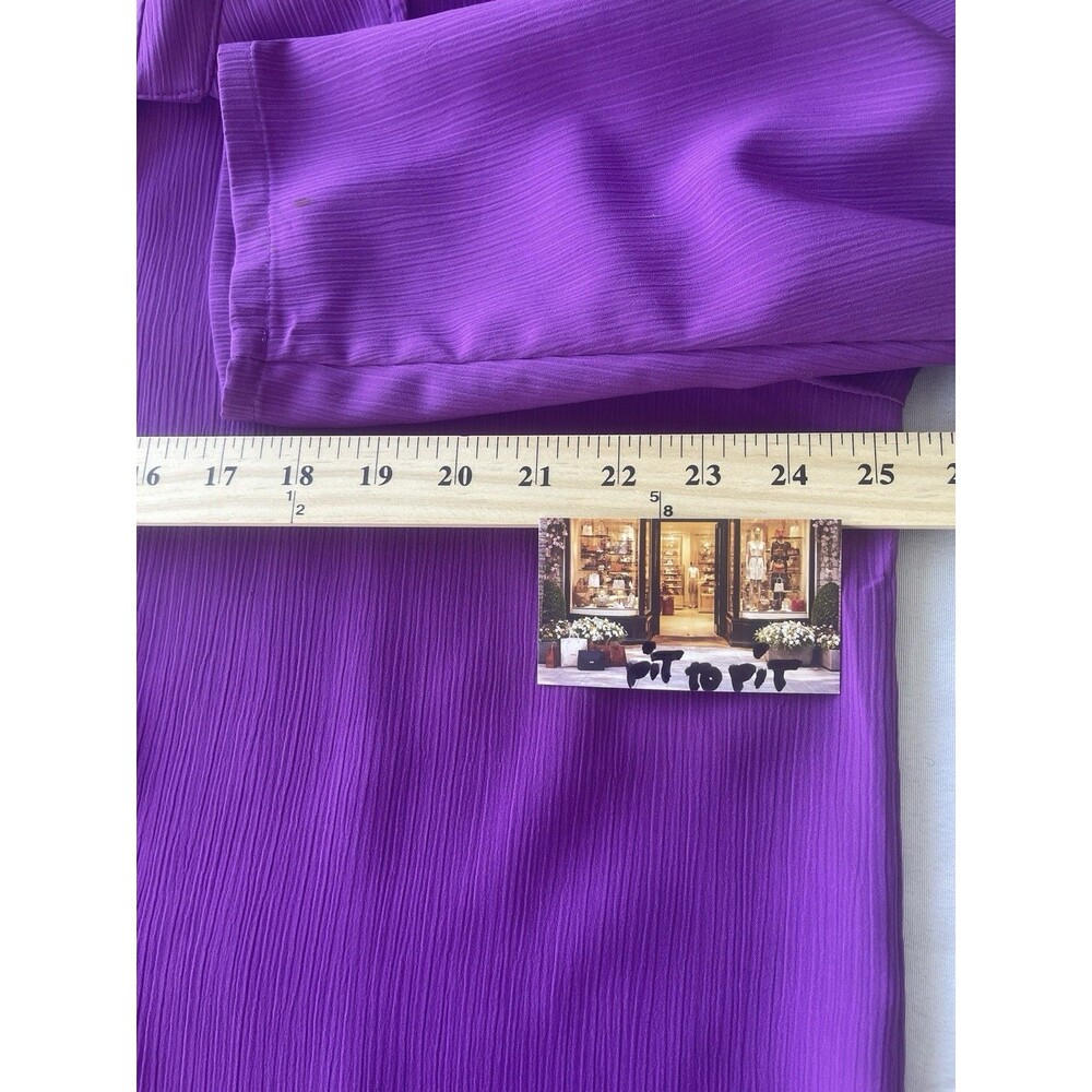Maggie Sweet Womens 1X Purple 3/4 Sleeve Button Front Blouse Plus Size USA - Picture 3 of 12